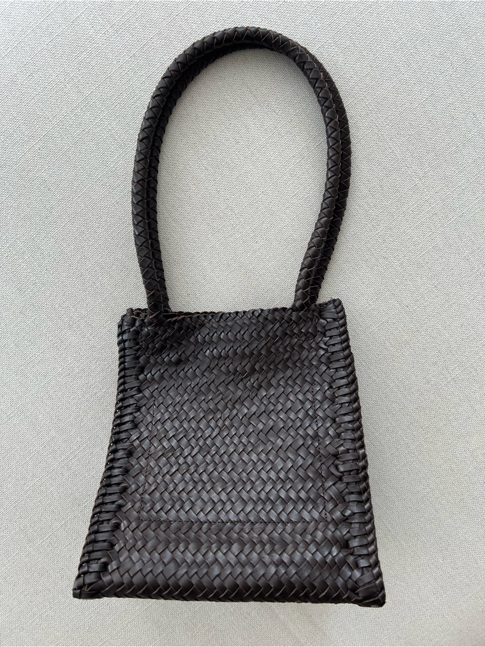 MADEWELL • The Lexington Real Brown Leather Intrecciato Weave Small Box Tote - Picture 2 of 14